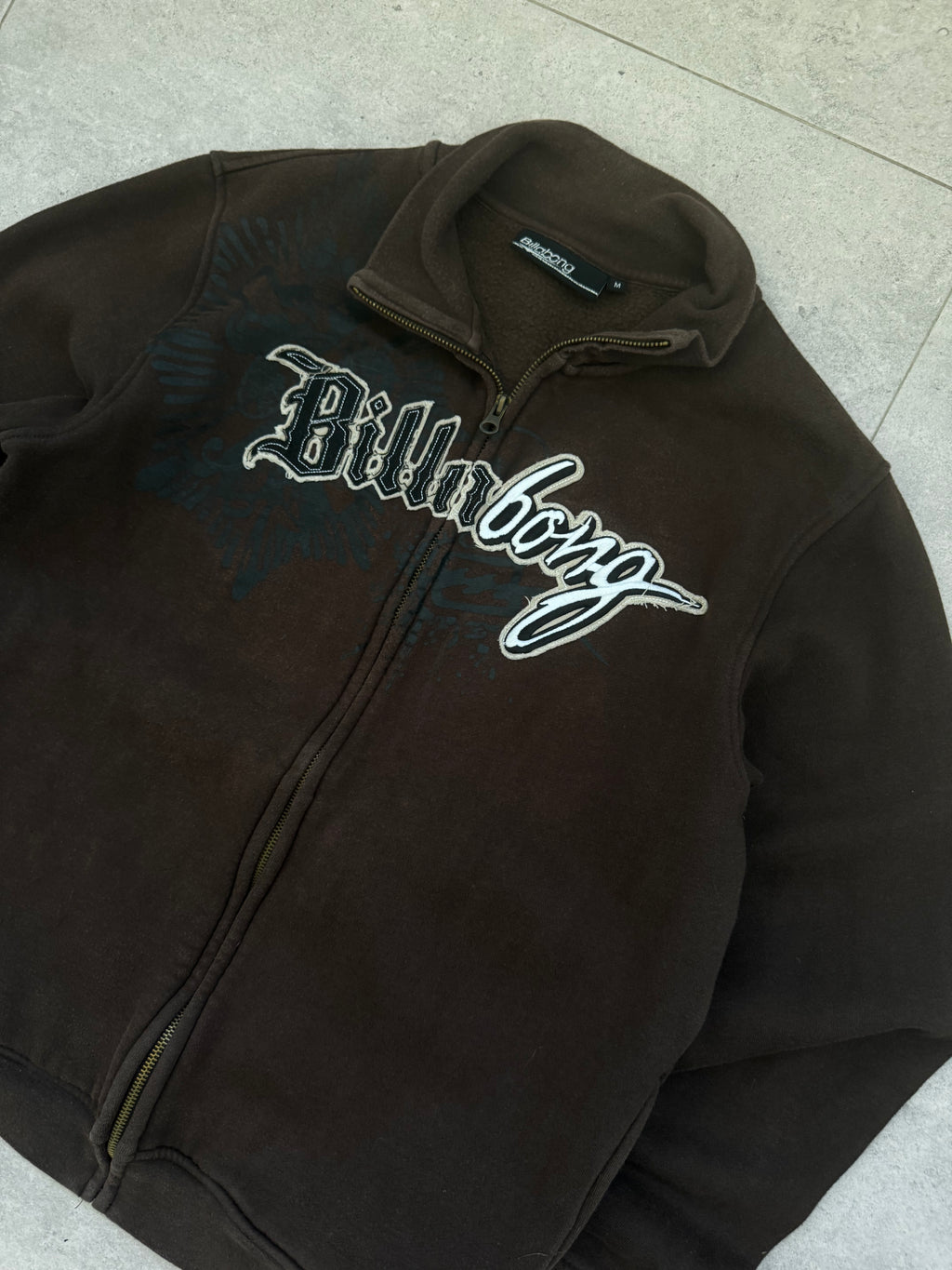 Y2K Billabong zip sweatshirt back view — rare vintage surf brand