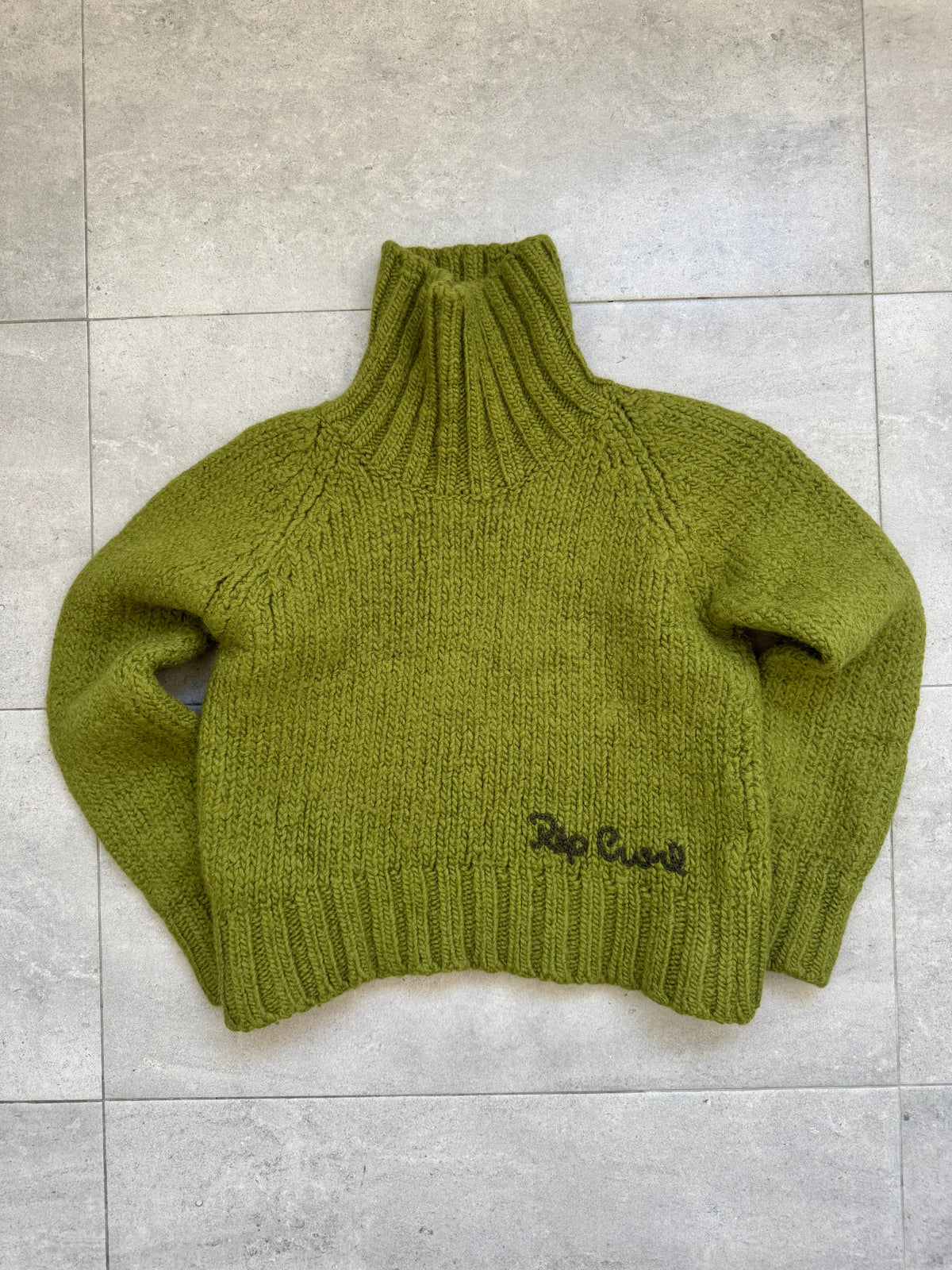 Vintage Y2K Rip Curl wool knit sweater, green, size M - front