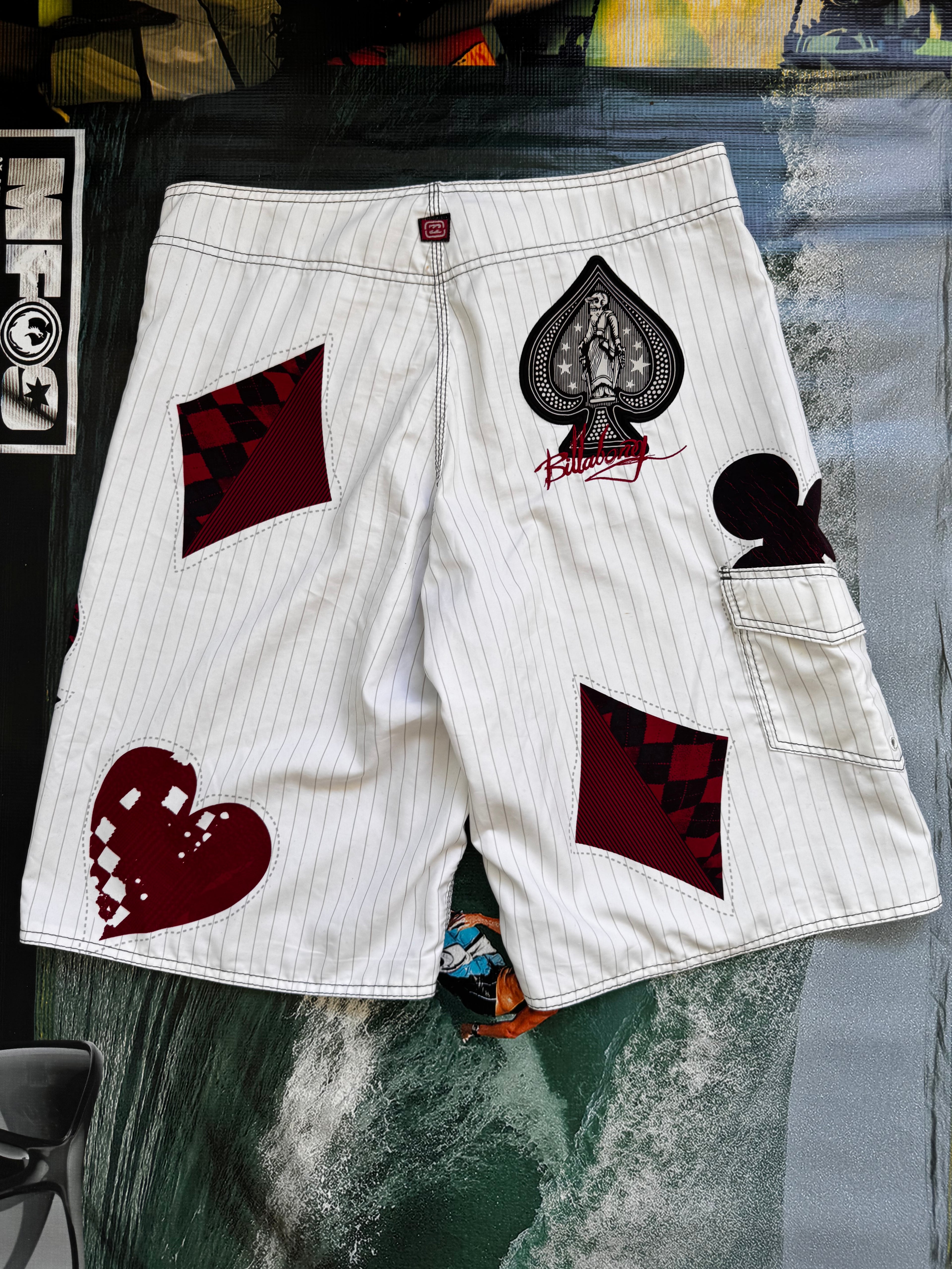 Vintage Y2K Billabong Royal Flush boardshorts, logo detail