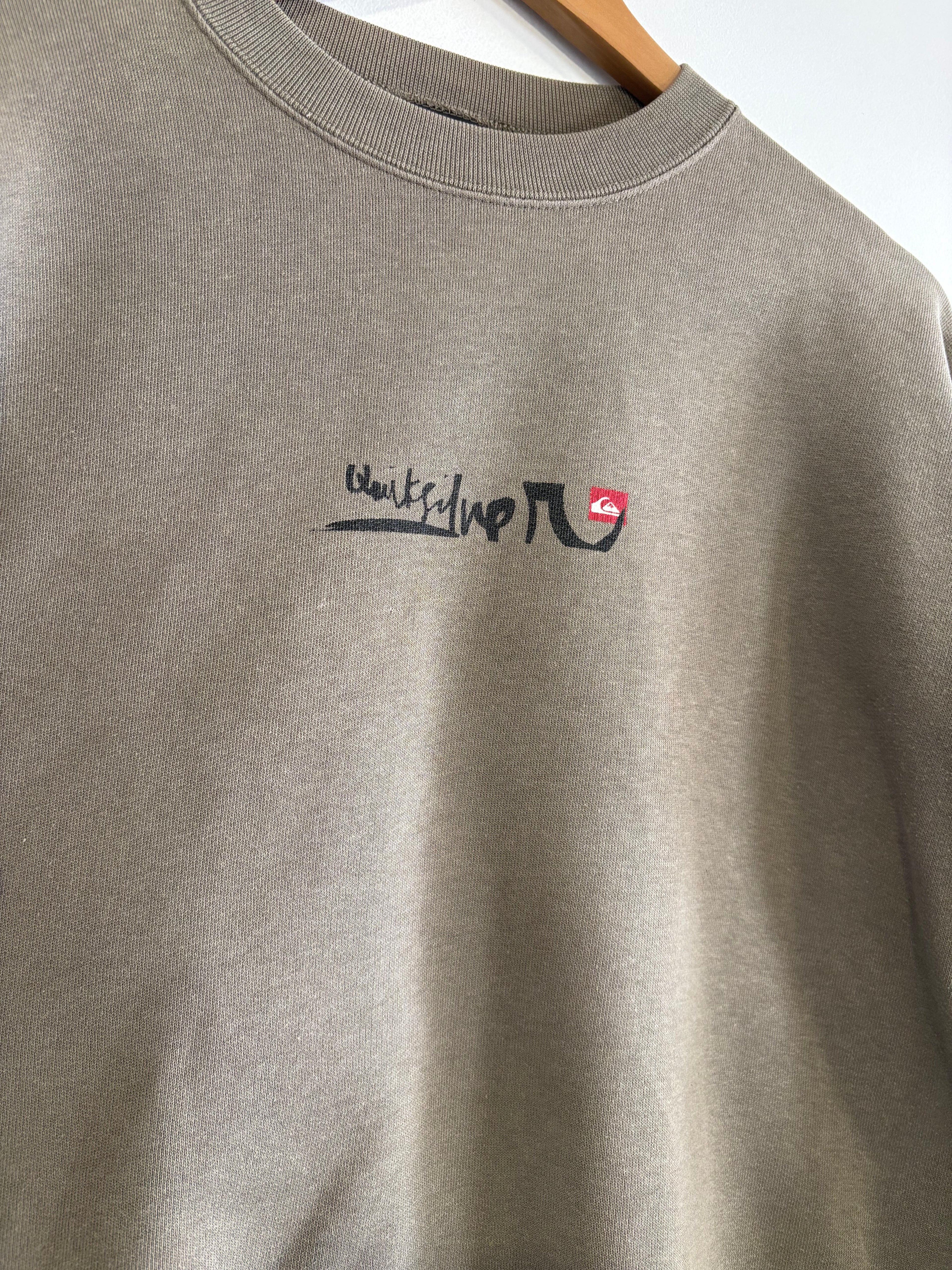 2000’S Quiksilver Crewneck Brown Back Graphic Y2K Surf (XS)