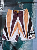 Y2K Billabong Andy Irons boardshorts yellow mustard/white/brown size 28 – front view
