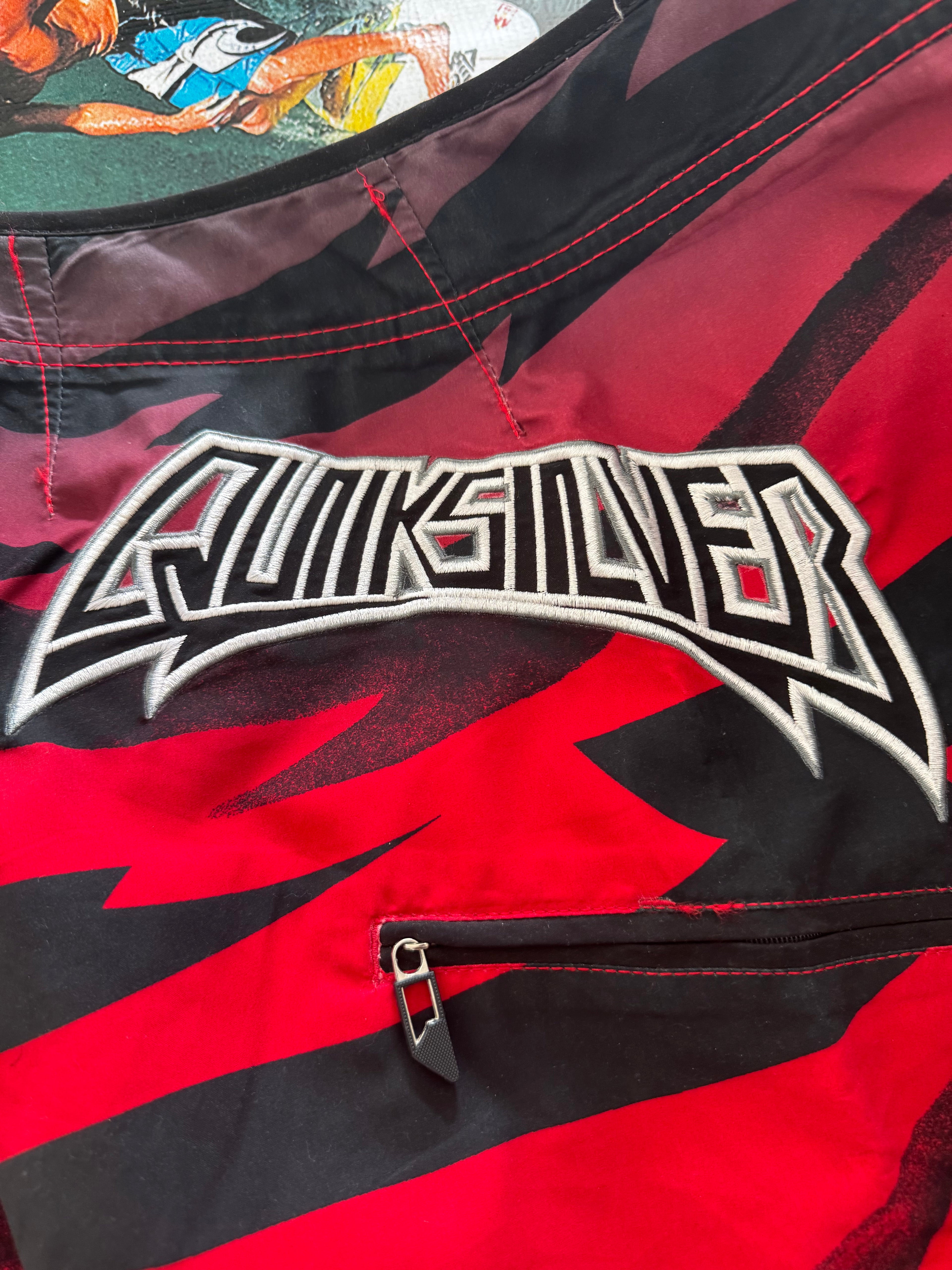 Y2K Quiksilver deadstock boardshorts back detail — authentic vintage surf brand