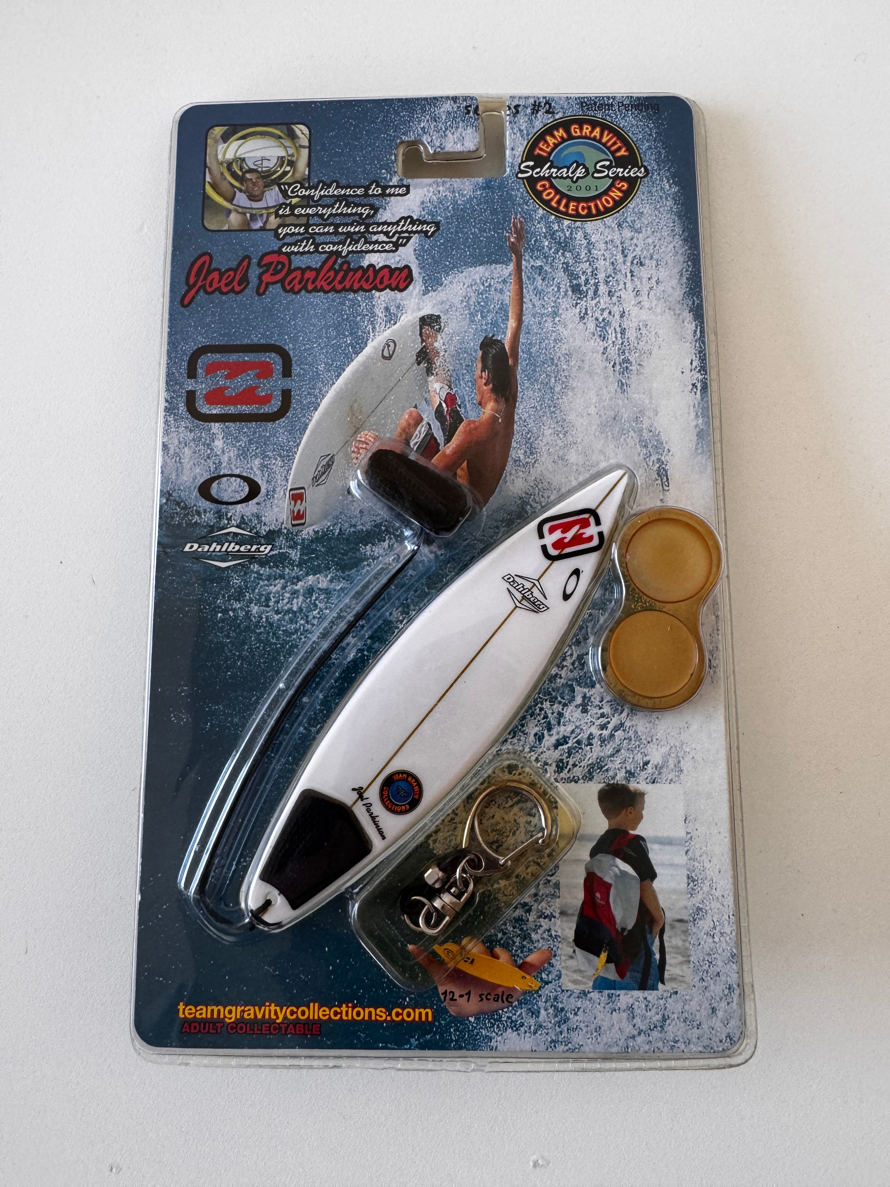 Joel Parkinson Team Gravity Collections limited edition finger surfboard — rare Y2K Billabong surf collectible — Backwash VTG