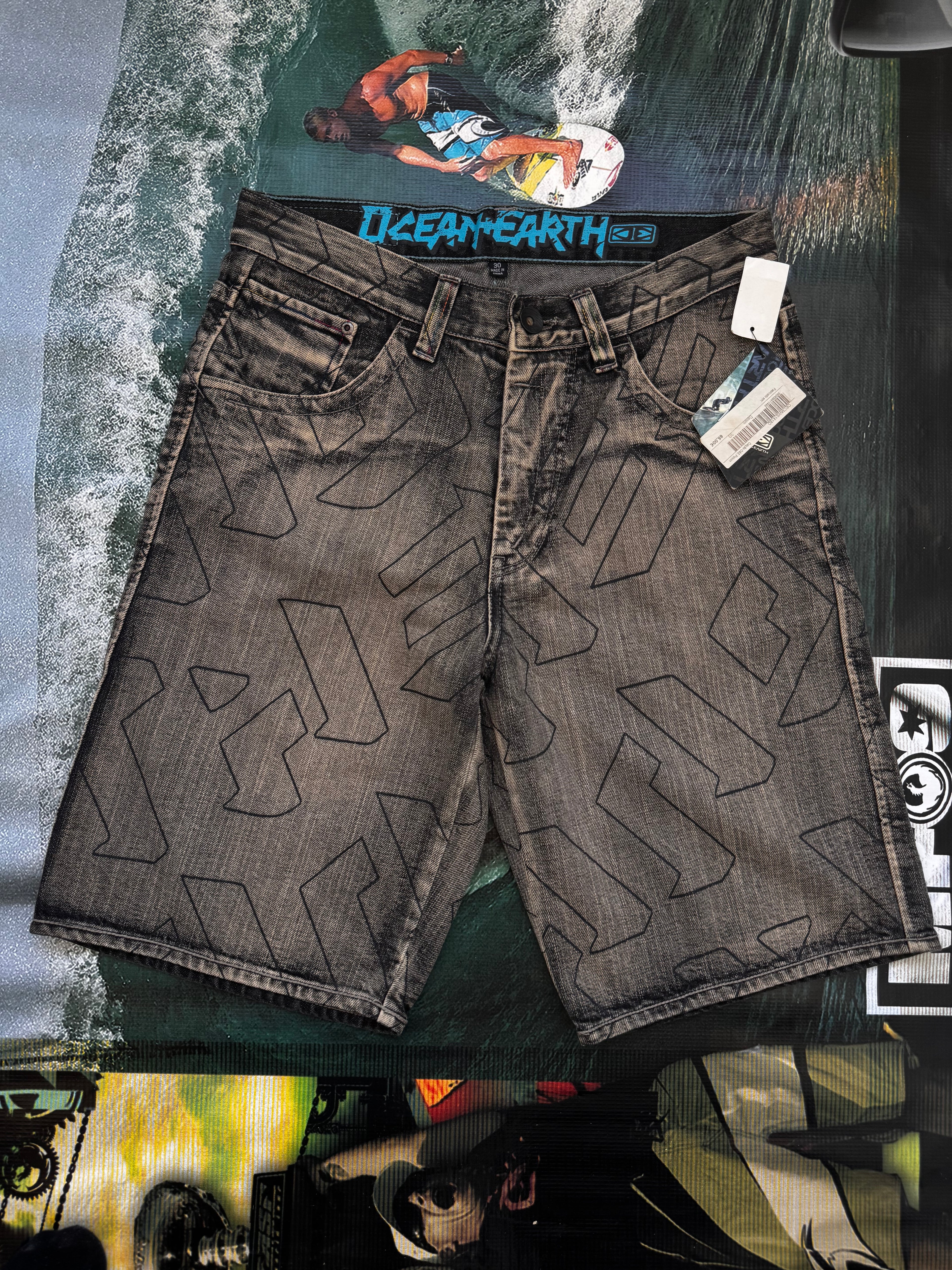 Ocean & Earth brand new denim surf shorts waist 30 — rare Australian surf brand — Backwash VTG