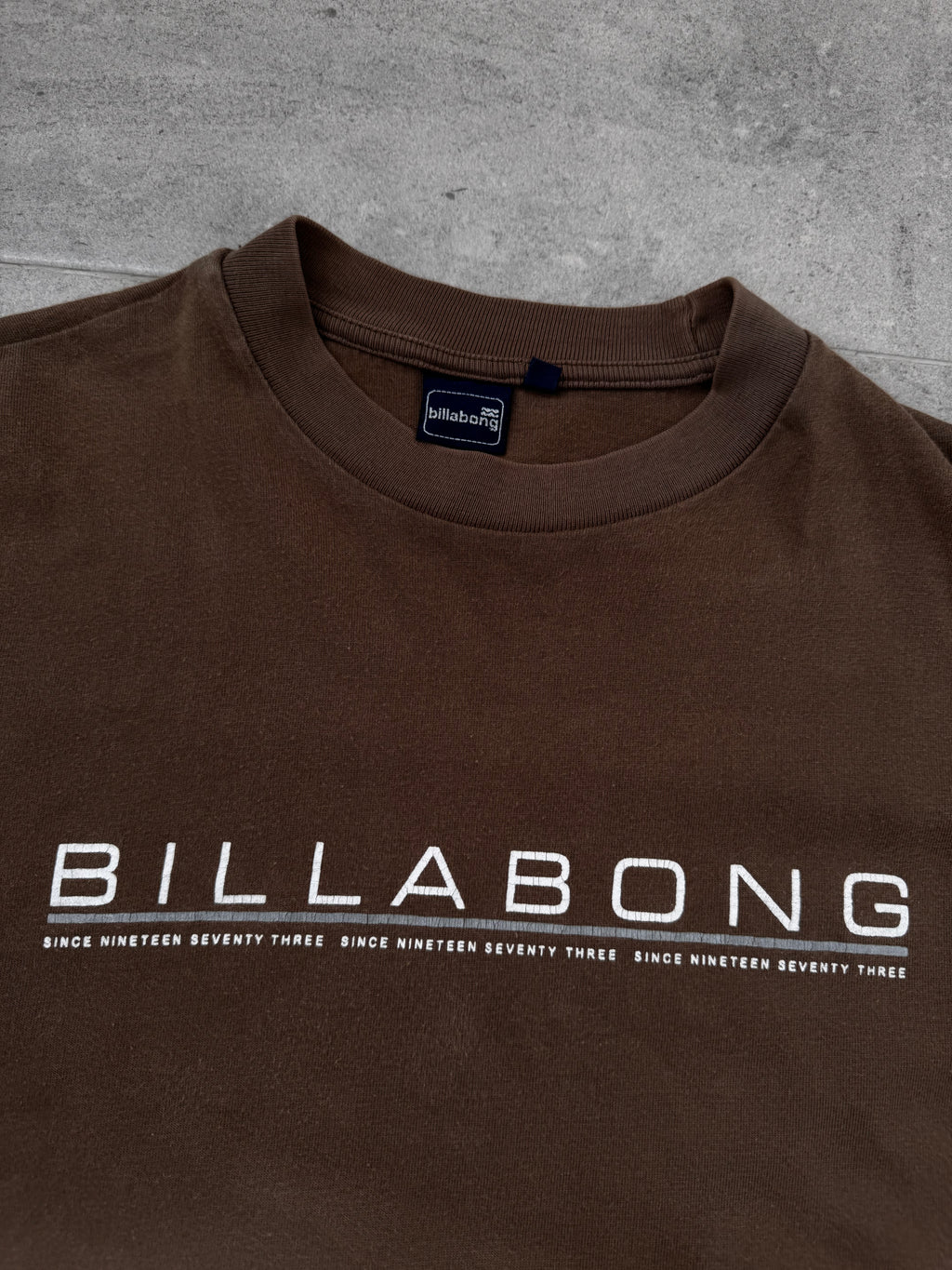 90s Billabong vintage T-shirt in brown, size S, surf and skate tee - back view