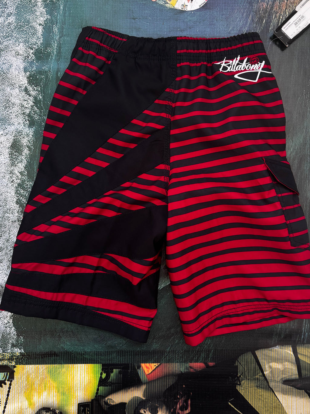 Y2K Billabong Rising Sun boardshorts graphic detail — rare collector piece