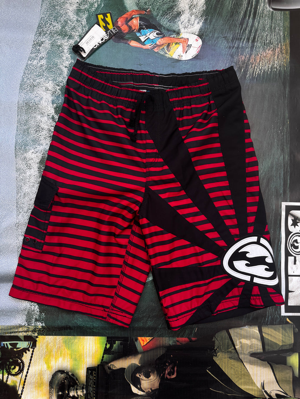 Y2K Billabong Rising Sun boardshorts age 16 — iconic vintage surf design — Backwash VTG